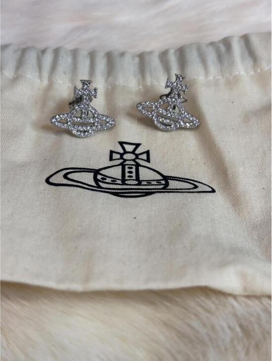 Vivienne Westwood Jewelry - Vivienne Westwood Silver Tone Crystal Orb Stud Earrings